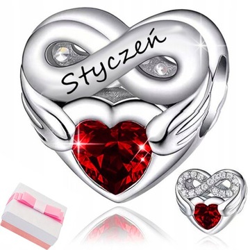 CHARMS SREBRNY MIESIĄC STYCZEŃ ZAWIESZKA BEADS