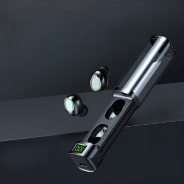 БЕСПРОВОДНЫЕ НАУШНИКИ-ВКЛАДЫШИ с BLUETOOTH ЧЕРНЫЙ СВЕТОДИОДНЫЙ ДИСПЛЕЙ