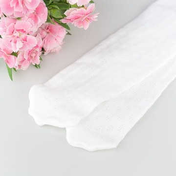 БЕЛЫЕ АЖУРНЫЕ КРЕЩЕННЫЕ КОЛГОТКИ НА ЛЕТО ВЕСНА С ЦЕРКОВНЫМИ ЦВЕТАМИ 68 - 74