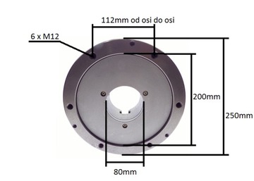 UCHWYT TOKARSKI FI 250mm TRZY SZCZĘKOWY 3 SZCZĘKOWY SAMOCENTRUJĄCY DIN6350