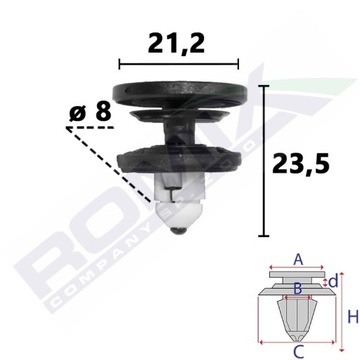 ROM ROMC70803 SPINKA TAPICERKI DRZWI VW CADDY, ID.3 (OPAKOWANIE 5 SZT.)
