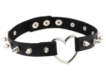 CHOKER skóra Ćwieki PUNK GOTH