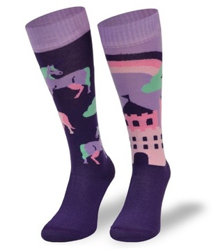 Podkolanówki do jazdy konnej w fioletowy unicorn