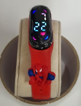 ZEGAREK dziecięcy LED elektroniczny SPIDERMAN czerwony wodoodporny kolorowy