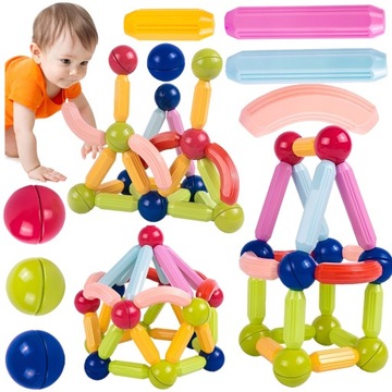 МАГНИТНЫЕ БЛОКИ МАГНИТНЫЕ ПАЛОЧКИ Образовательный конструктор из 45 ЭЛЕМЕНТОВ.