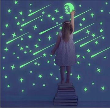 Флуоресцентные самоклеящиеся звезды и луна, светящиеся в темноте, 216 шт.