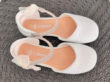 Белые блестящие балетки на высоком каблуке для девочек IZA 34