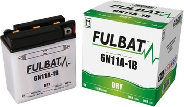 Akumulator FULBAT 6N11A-1B (suchy, obsługowy, kwas w zestawie), FULBAT, 6N1