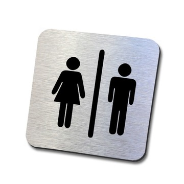 srebrna tabliczka informacyjna para WC