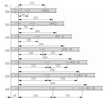 GTV VERSALITE PRO шариковая направляющая 450 мм, открывание, бесшумное закрывание, 30 кг