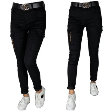 SPODNIE BOJÓWKI CZARNE PLUS SIZE ROZMIAR 48/4XL