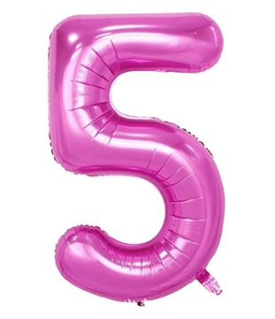 BALON FOLIOWY CYFRA 5 pięć 100 cm róż HEL