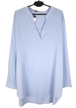 Niebieska bluzka koszulowa elegancka 48 4XL