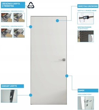 Drzwi Ukryte Sofia do malowania 70 Lewe otwierana na zewnątrz