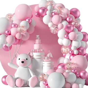Balony Girlanda Balonowa Różowa Baby Zestaw Dekoracja Łuk Konfetti