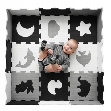 Килимок поролоновий розвивальний Happy Kiddo Пазли Манеж Підлогова 34 ел. 126 см