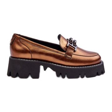 Damskie Skórzane Półbuty Loafersy r.38