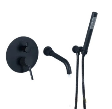 Bateria wannowa czarna podtynkowa - Black Mat BOX