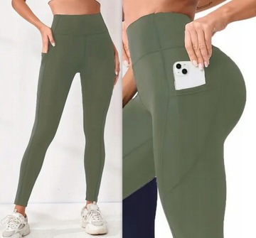 Legginsy SPORTOWE z kieszenią WYSOKI stan fitness L/XL