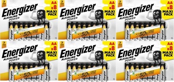 48x Bateria ENERGIZER Alkaline Power LR6 AA R6 E91 1,5V