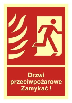 Drzwi ppoż. Zamykać! Kier. ewak w prawo 10x14,8