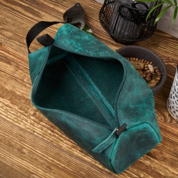 Зеленая винтажная кожаная косметичка, модный пенал-тюбик от Paolo Peruzzi