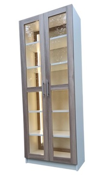 Witryna podświetlana biała LED szafa safka słupek półki gablota wąska 180cm
