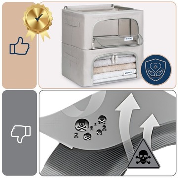 2x Контейнер-органайзер-коробка для одежды, постельного белья с чехлом для шкафов 24л