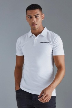 3C0B42 P29 BOOHOOMAN BIAŁA KOSZULKA POLO SLIM FIT M