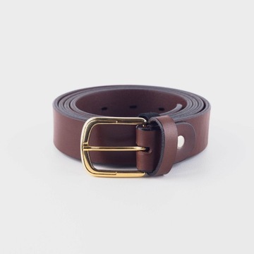 Skórzany brązowy PASEK Cartello ZŁOTA KLAMRA C-0230-2-105|obwód 100-105cm
