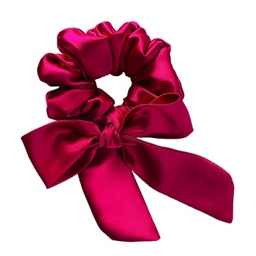 Gumka do włosów satyna scrunchie Fuksja