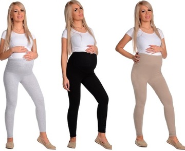 3x LEGGINSY CIĄŻOWE getry z panelem bawełna L/40