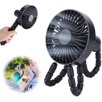 WENTYLATOR Z KLIPS 1800MAH 3 PRĘDKOŚCI DO WÓZKA, FOTELIKA SAMOCHOD, NAMIOTU