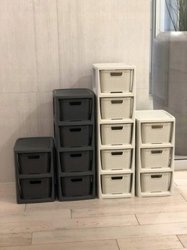 ПОЛКА ДЛЯ ВАННОЙ КОМОДА СТОЙКА ШКАФ С 5 КОРЗИНАМИ БЕЛЫЙ РОТАН БРАНК