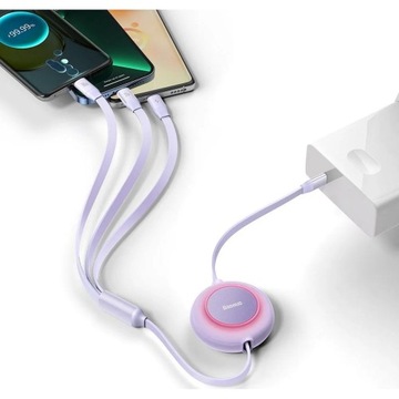 Кабель BASEUS Тип C — Micro/Lighting/Тип C 3 в 1 Яркое зеркало 2 Подача питания