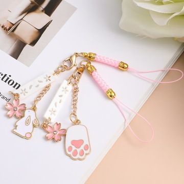 КУЛОН ДЛЯ МОБИЛЬНОГО ТЕЛЕФОНА С КРОЛИКОМ ВИШНЕВОГО ЦВЕТЕНИЯ