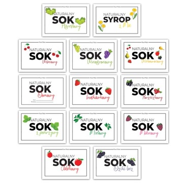 10X ETYKIETY NAKLEJKI NA BUTELKI SOK NATURALNY
