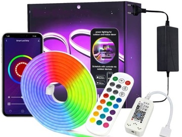 5 metrów LED NEON Flex RGB 6/12mm Muzyczny sterownik WIFI Pilot Zasilacz