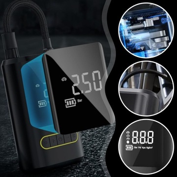 БЕСПРОВОДНОЙ ЭЛЕКТРИЧЕСКИЙ НАСОС АВТОМОБИЛЬНЫЙ КОМПРЕССОР POWERBANK LED НАСОС