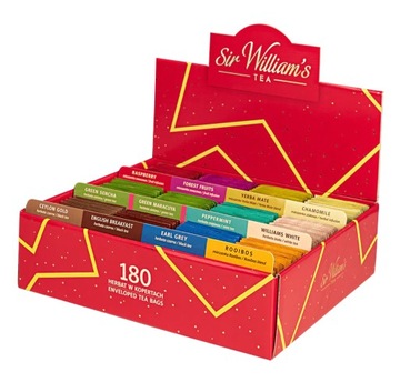 Pudełko z herbatą Sir Williams Tea 180szt zestaw herbat mix smaków