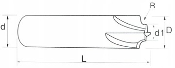 Фреза VHM Четвертьвогнутая R1,2 x 1,5 x 4,1 x 6D x 50 мм AlTiN 60 HRC