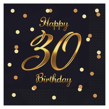 Serwetki 30 Urodziny Lat Birthday Czarne 20 szt.