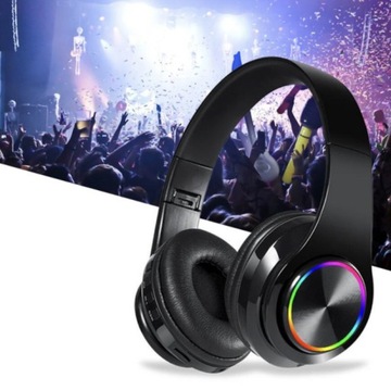 БЕСПРОВОДНЫЕ НАУШНИКИ BLUETOOTH СВЕТОДИОДНЫЙ МИКРОФОН RGB