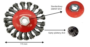 SZCZOTKA DO CZYSZCZENIA SPLATANA SZLIFIERKI 115mm