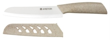 НОЖ КУХОННЫЙ SANTOKU КЕРАМИЧЕСКИЙ БЕЛЫЙ AMBITION ДЛЯ ИЗМЕЛЬЧЕНИЯ И РЕЗКИ 15см