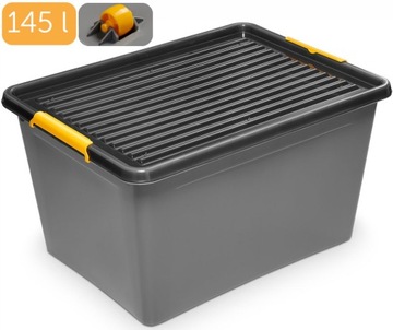 POJEMNIK PUDEŁKO NA ZABAWKI Z POKRYWĄ 145 L szary