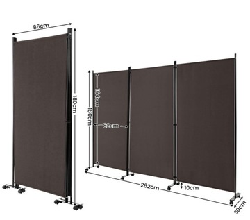 Экран комнатный 3-панельный, стена 262х180 см.