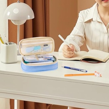 2024 НОВАЯ БОЛЬШАЯ МНОГОФУНКЦИОНАЛЬНАЯ КОРОБКА-КАРАНДАШКА С ТРЕМЯ ОТДЕЛЕНИЯМИ ШКОЛЬНЫЙ ЧЕХОЛ ДЛЯ КАРАНДАШЕЙ