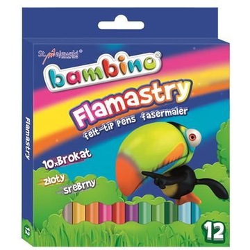 Flamastry BAMBINO brokatowe 12kolorów ST.MAJEWSKI