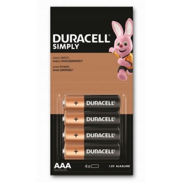 ЩЕЛОЧНАЯ БАТАРЕЙКА AAA LR03 R03 MICRO 1,5V DURACELL - 4 ШТ.